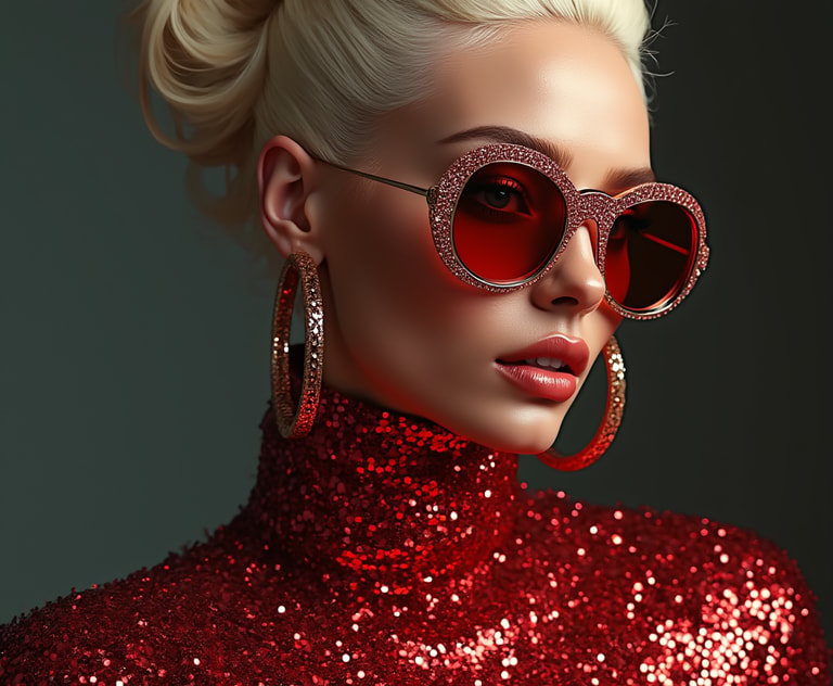 Crimson Sequins and Crystal Frames