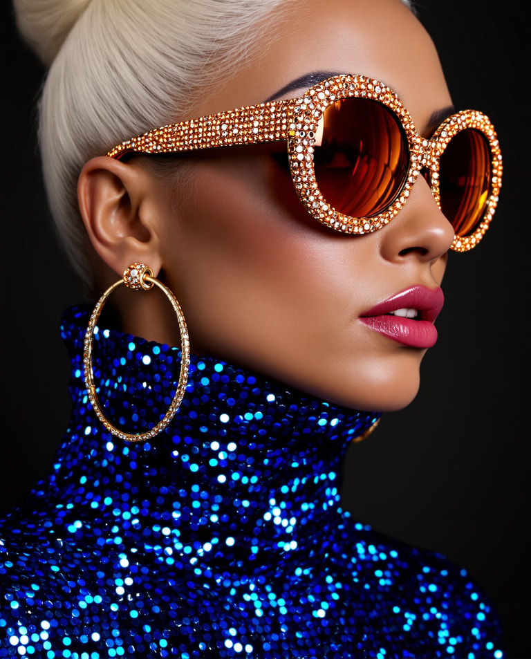 Rhinestone Opulence in Blue Sequins