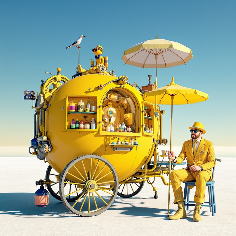 Yellow Sphere Bar in Surreal Expanse