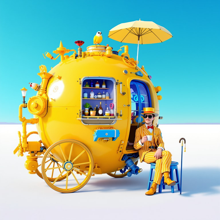 Yellow Steampunk Sphere at Rest