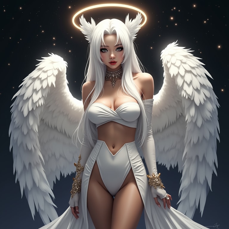 Ethereal Angel in Starlit Cosmos