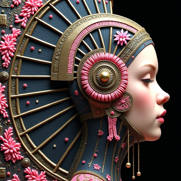 Opulent Floral Wheel Headdress