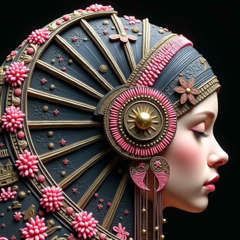 Opulent Floral Wheel Headdress