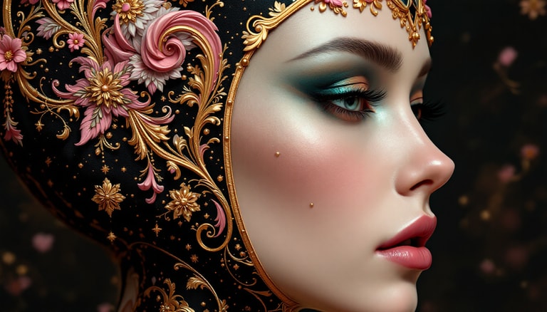 Ornate Headdress in Profile