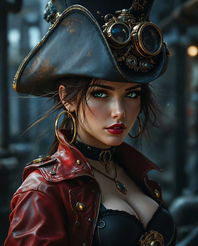 Steampunk Rogue's Piercing Gaze