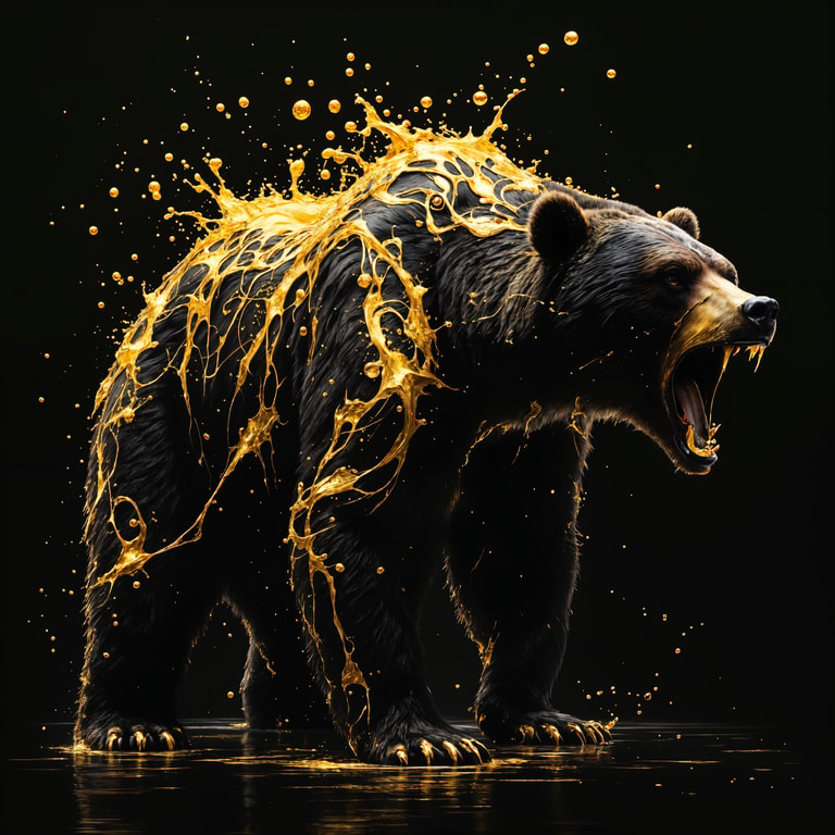 Roaring Bear in Molten Gold