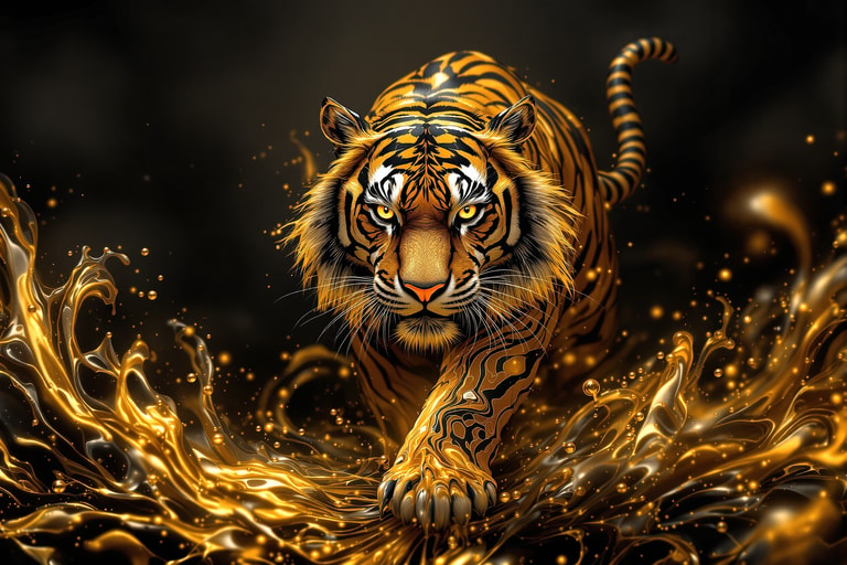 Majestic Tiger in Molten Gold