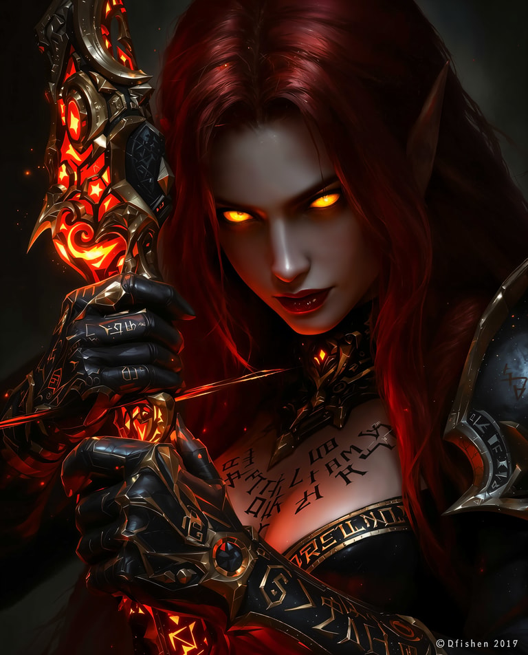 Crimson Elf Warrior with Runeblade