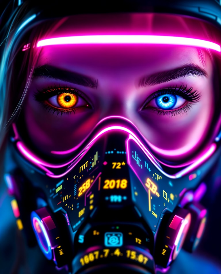 Neon Heterochromia Cyberpunk Visor
