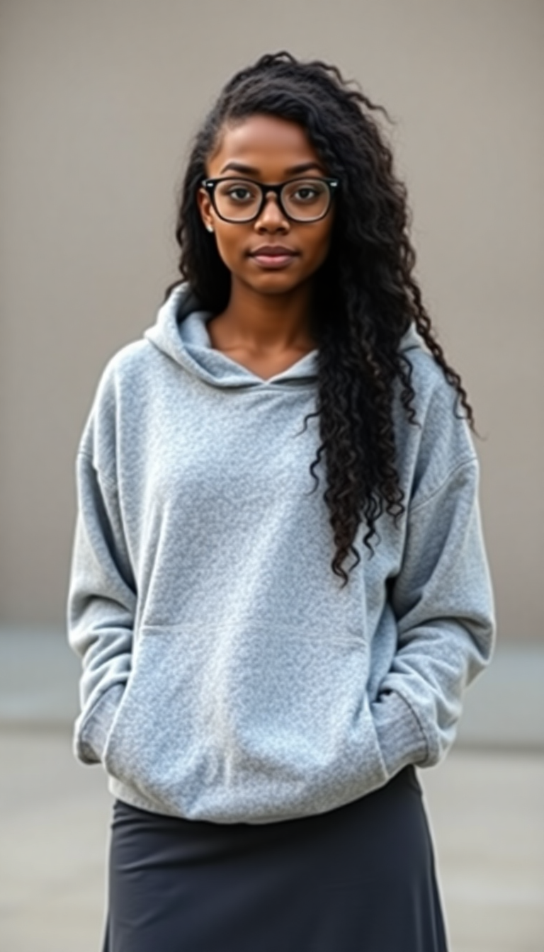 Steady Gaze in Grey Hoodie