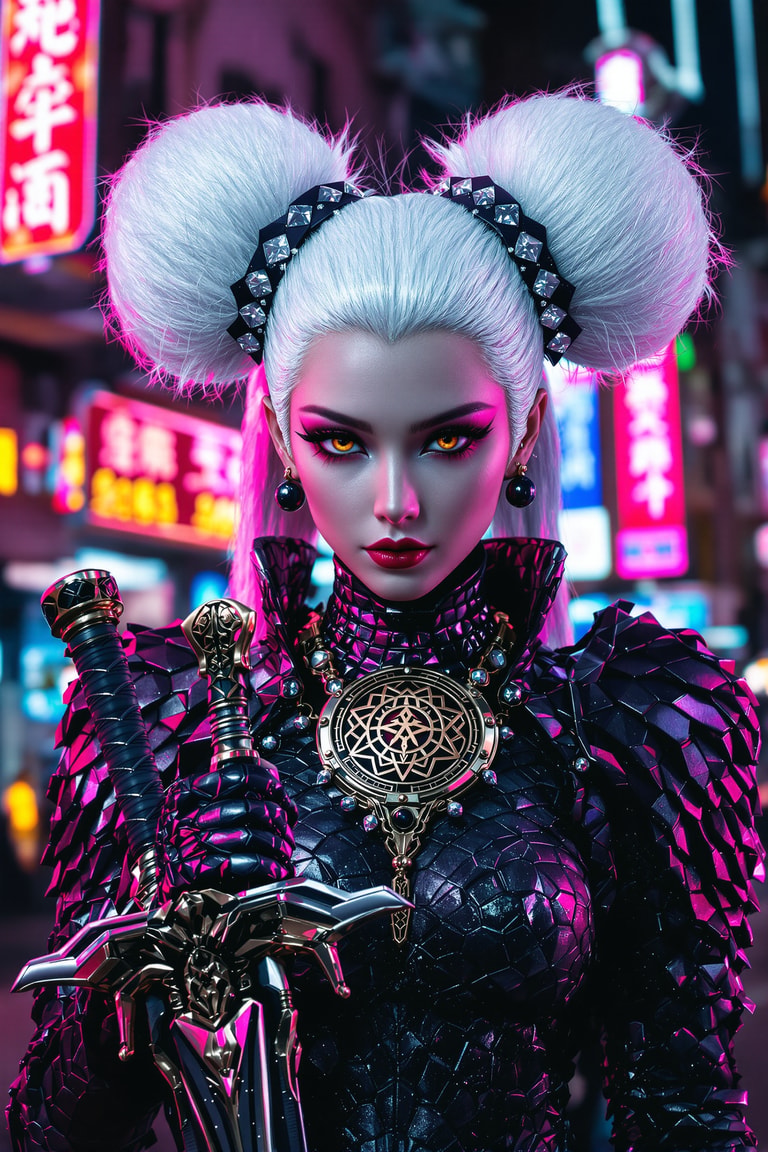 Neon Empress of Crystalline Resolve