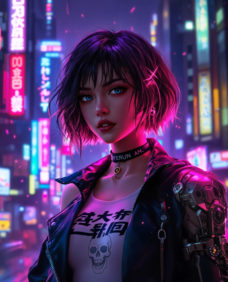 Neon Cyberpunk Rebel Portrait