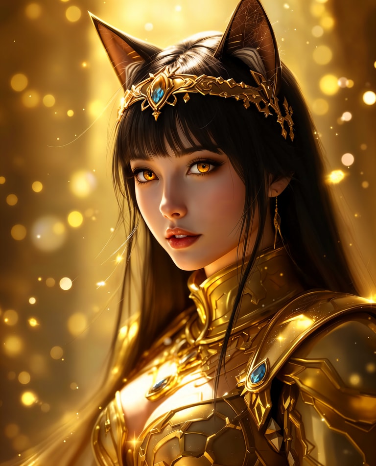 Golden Cat-Eared Warrior Queen