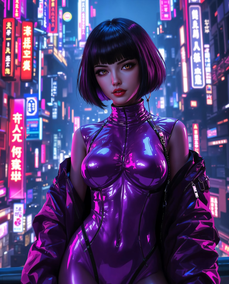 Neon Siren in Cyberpunk Night