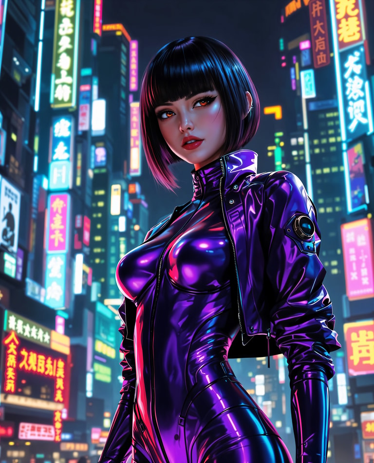 Neon Siren in Violet Armor