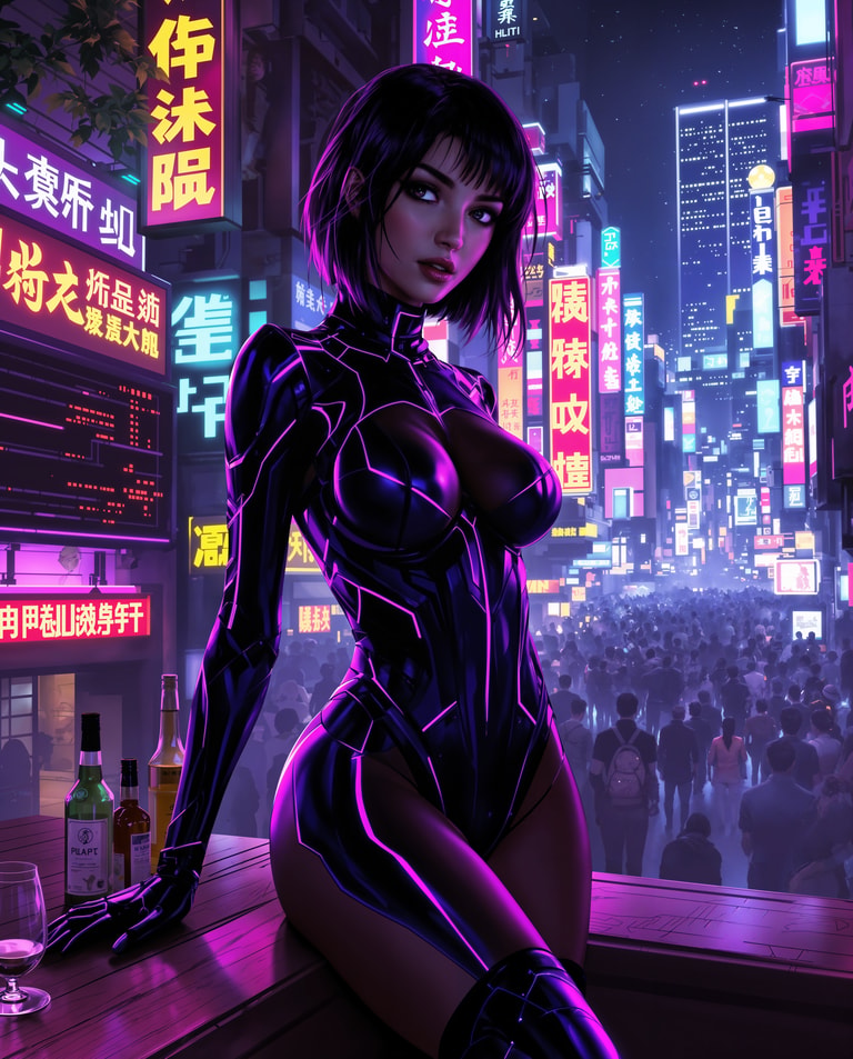 Neon Siren in Cyberpunk Metropolis