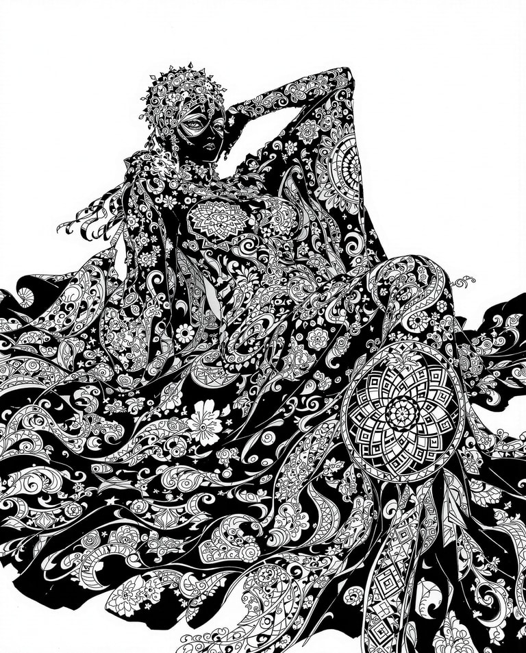 Reclining Form in Ornate Patterns