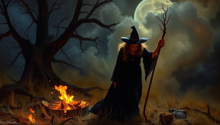 Witch at Moonlit Sabbath