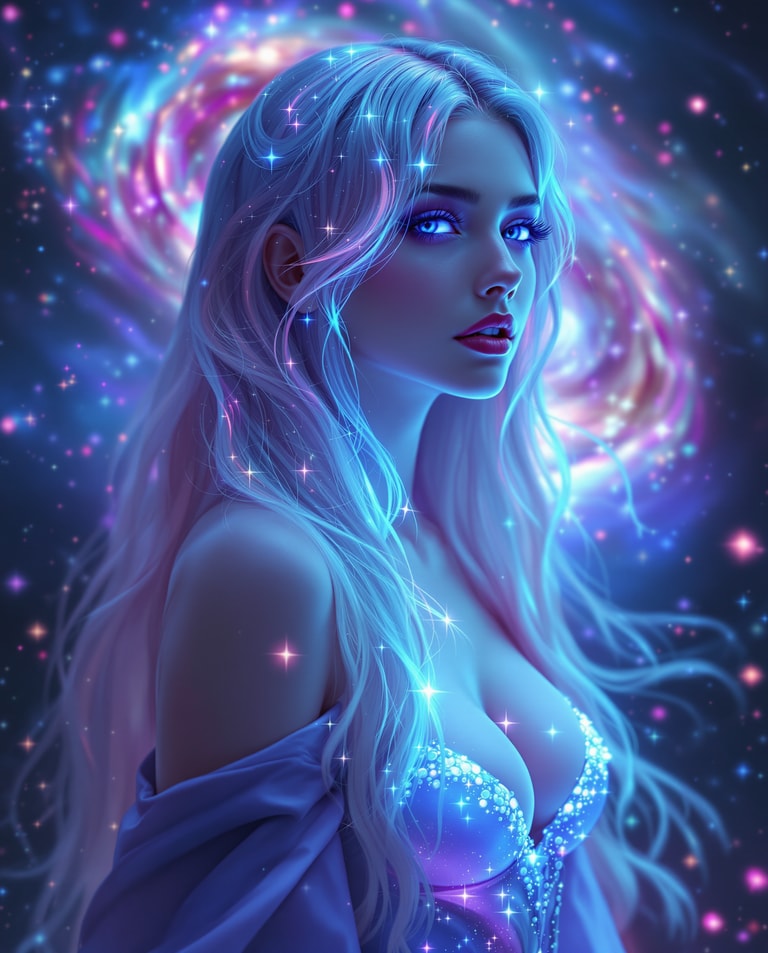 Ethereal Siren in Cosmic Nebula