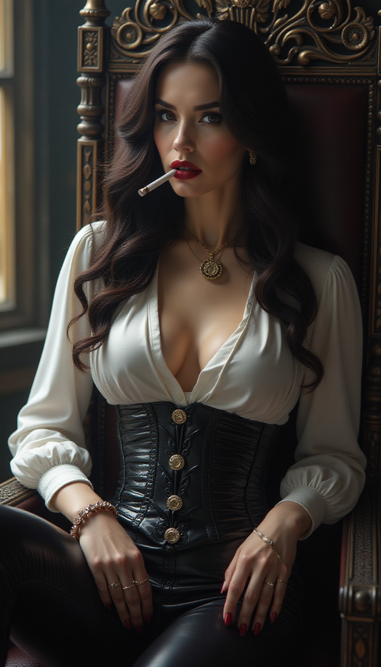 Seductive Sovereign in Leather Corset