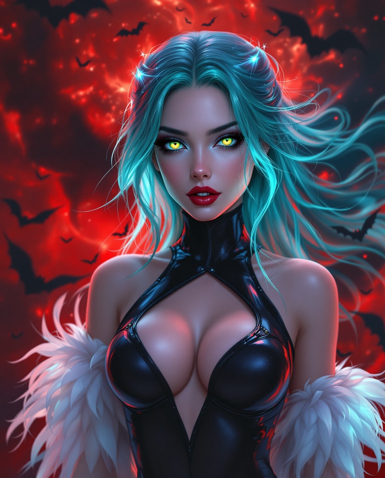 Neon Siren in Crimson Chaos