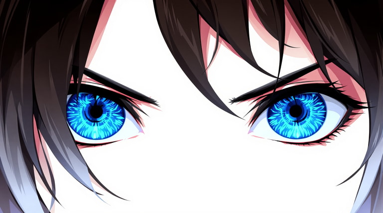 Piercing Azure Anime Eyes