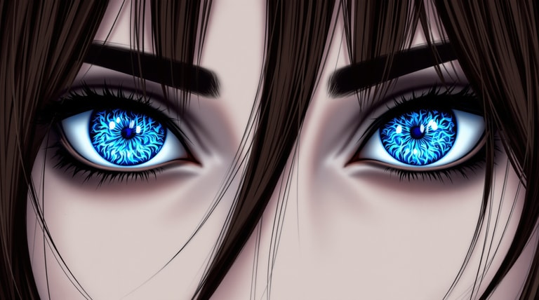 Mesmerizing Fiery Blue Gaze