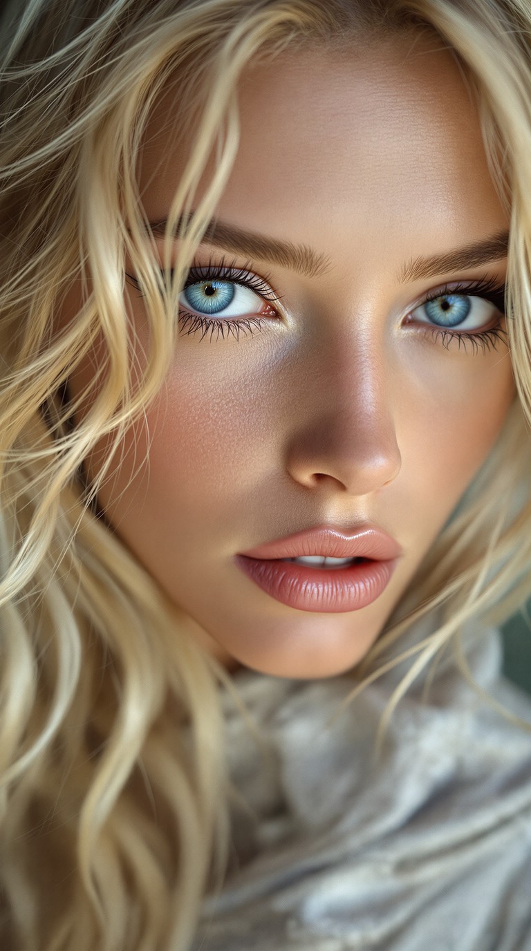 Sapphire Gaze Amidst Golden Strands