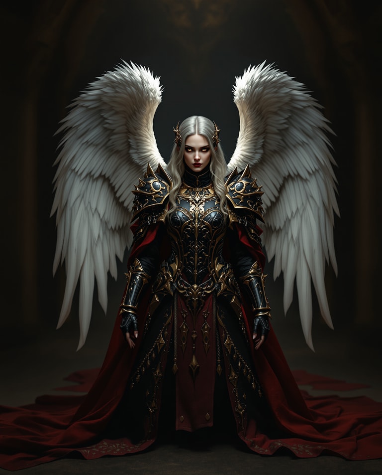 Gothic Seraph in Crimson Armor