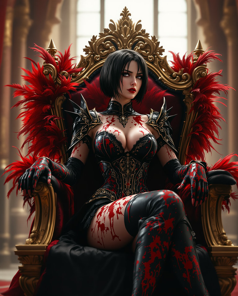 Blood-Splattered Queen on Crimson Throne