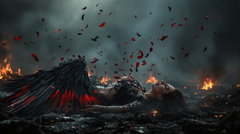 Fallen Angel in Scorched Inferno