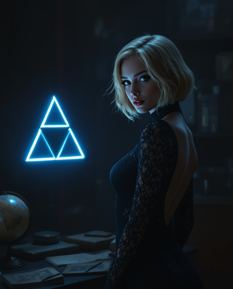 Neon Triforce in Lace Shadow