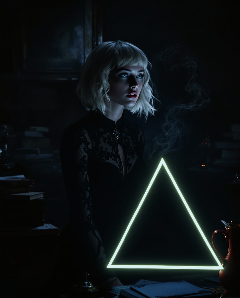 Neon Triangle and Enigmatic Muse
