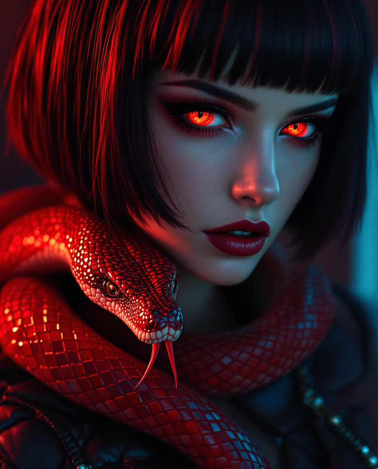 Red Serpent's Piercing Gaze
