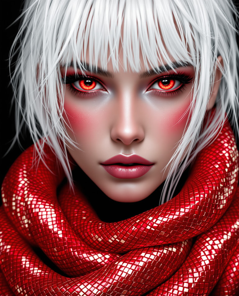 Crimson Serpent's Piercing Gaze