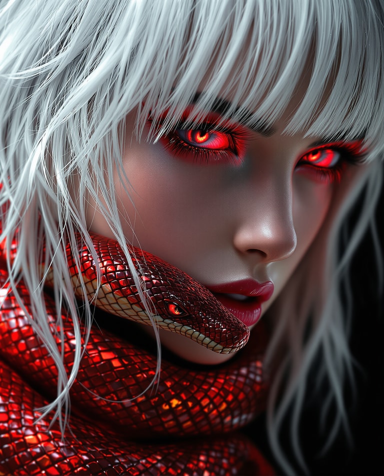 Crimson Serpent's Piercing Gaze