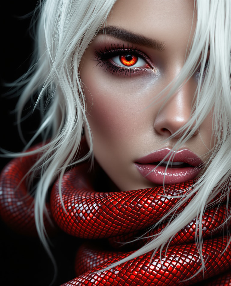 Crimson Coils and Scarlet Eyes