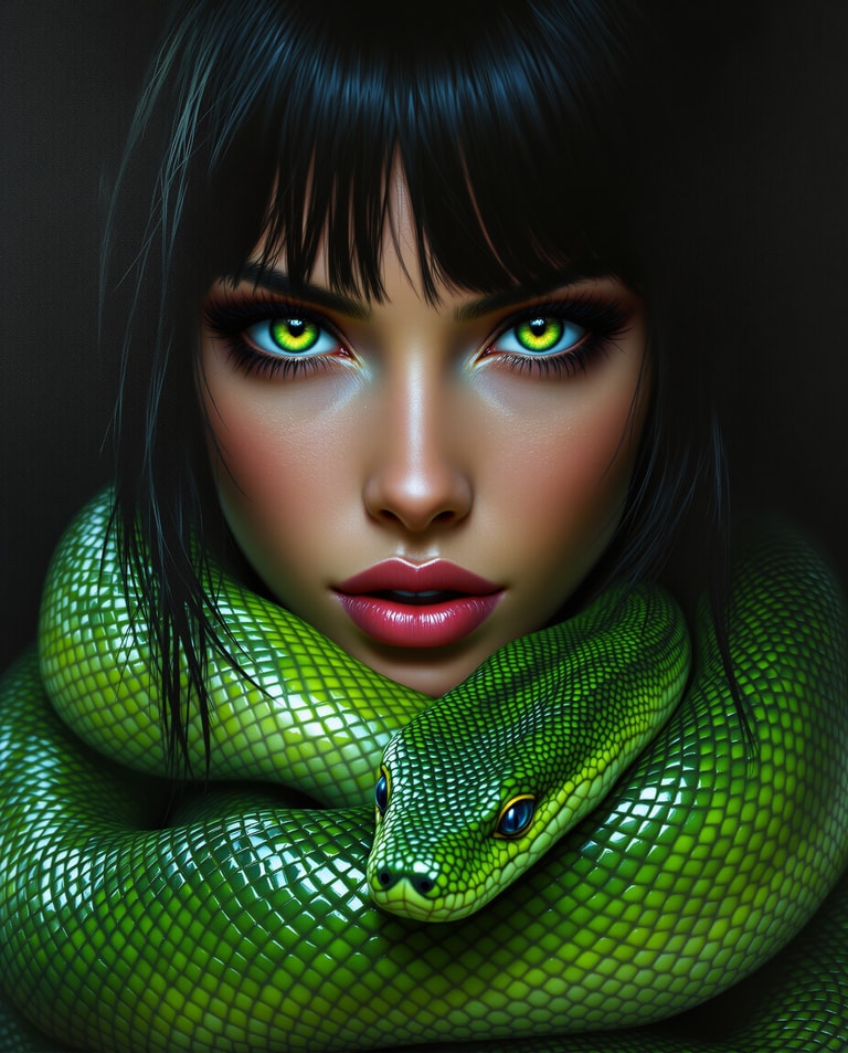 Emerald Serpent's Piercing Gaze