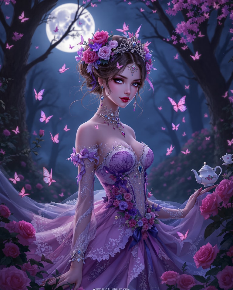 Moonlit Rose Butterfly Queen