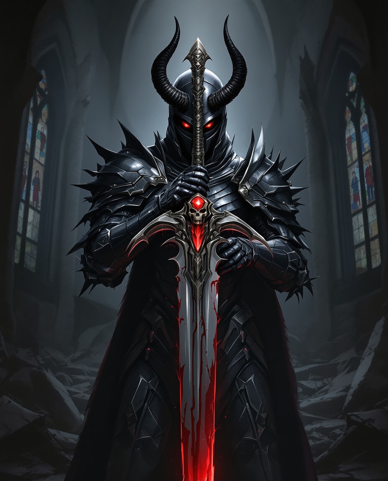 Horned Sentinel of Crimson Steel