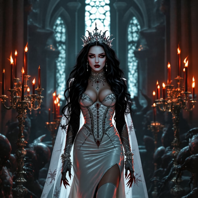 Raven Queen in Candlelit Cathedral