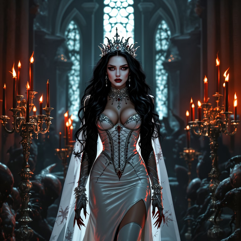 Dark Queen Amidst Gothic Flames