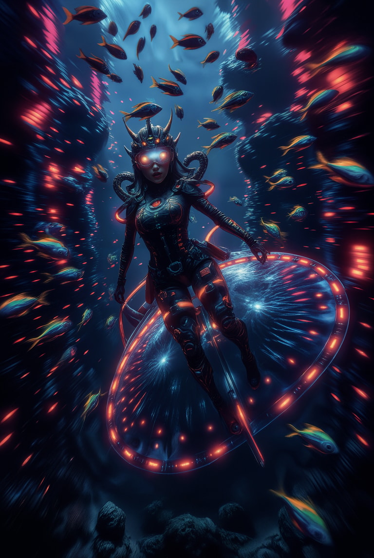 Neon Warrior of the Abyss