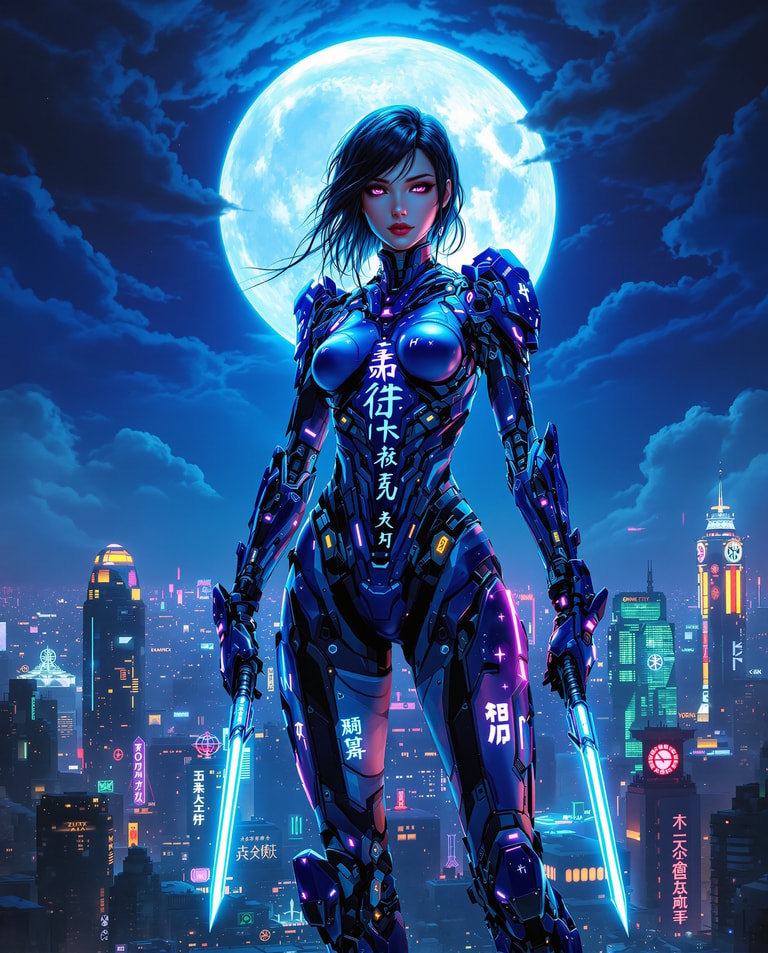 Moonlit Cybernetic Sentinel