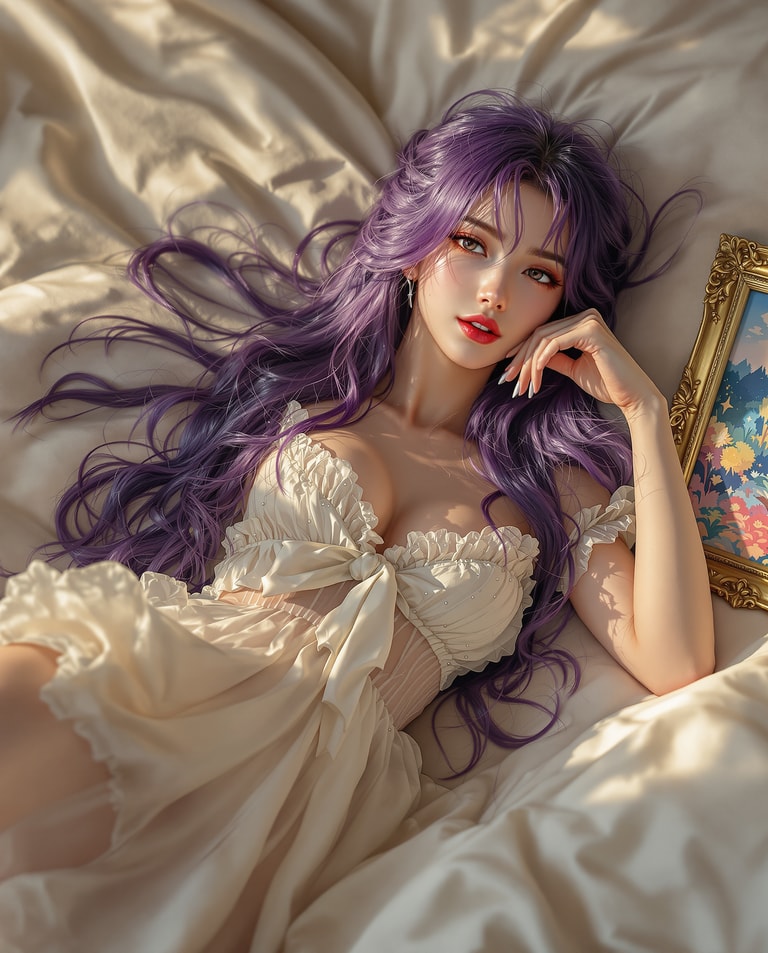 Sunlit Reverie in Violet Tresses