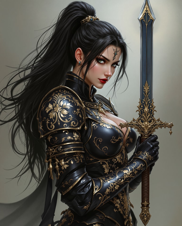 Warrior Queen With Gilded Blade