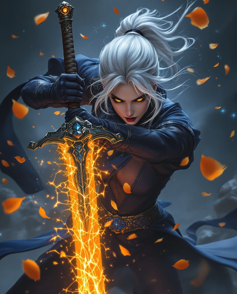 Silver Warrior and Flaming Blade