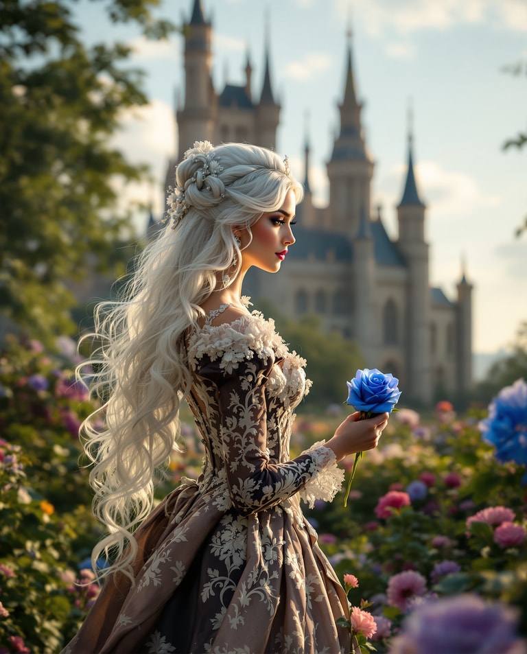 Blue Rose Before Gothic Spires