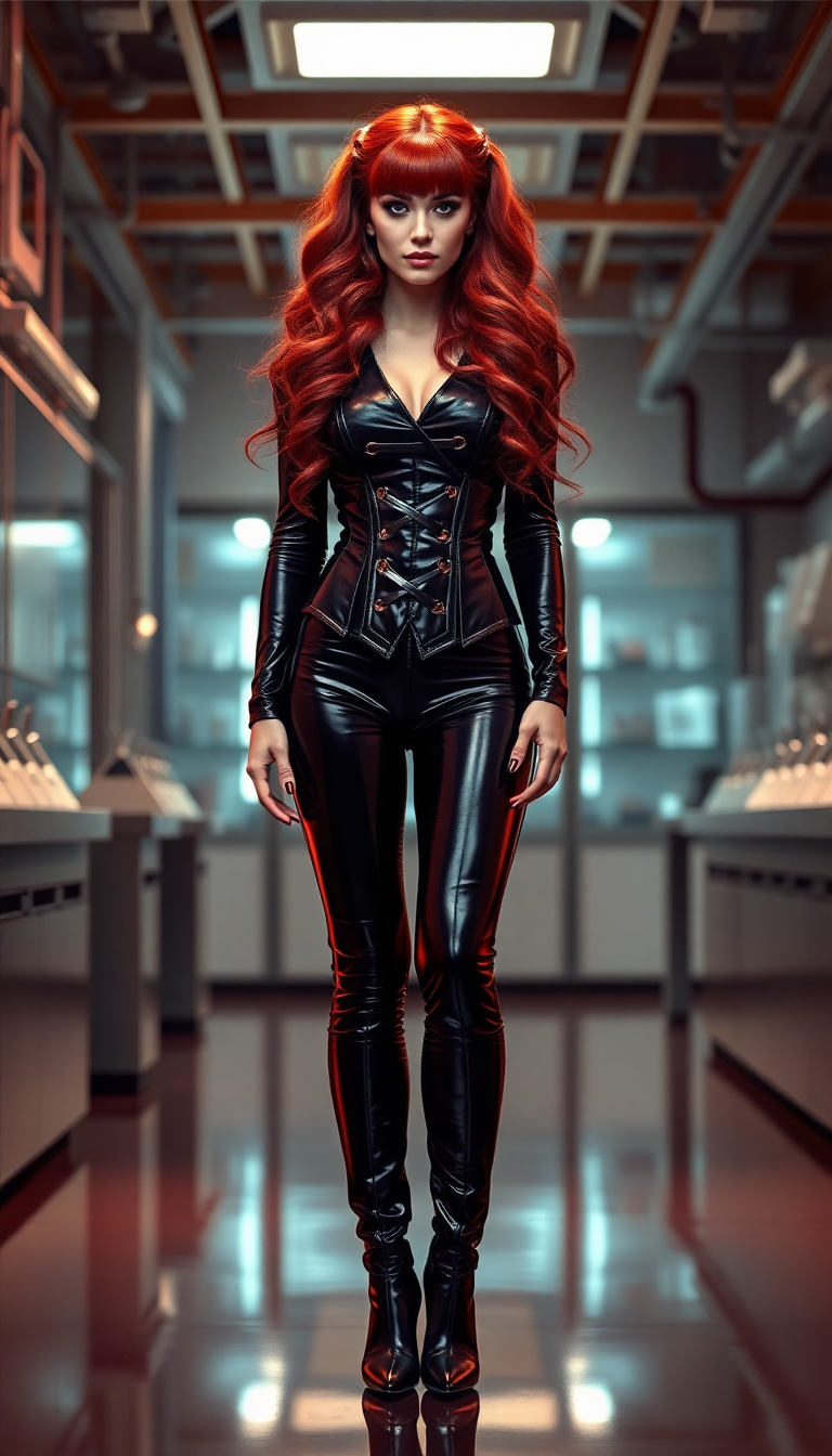 Crimson Enigma in Ebony Latex