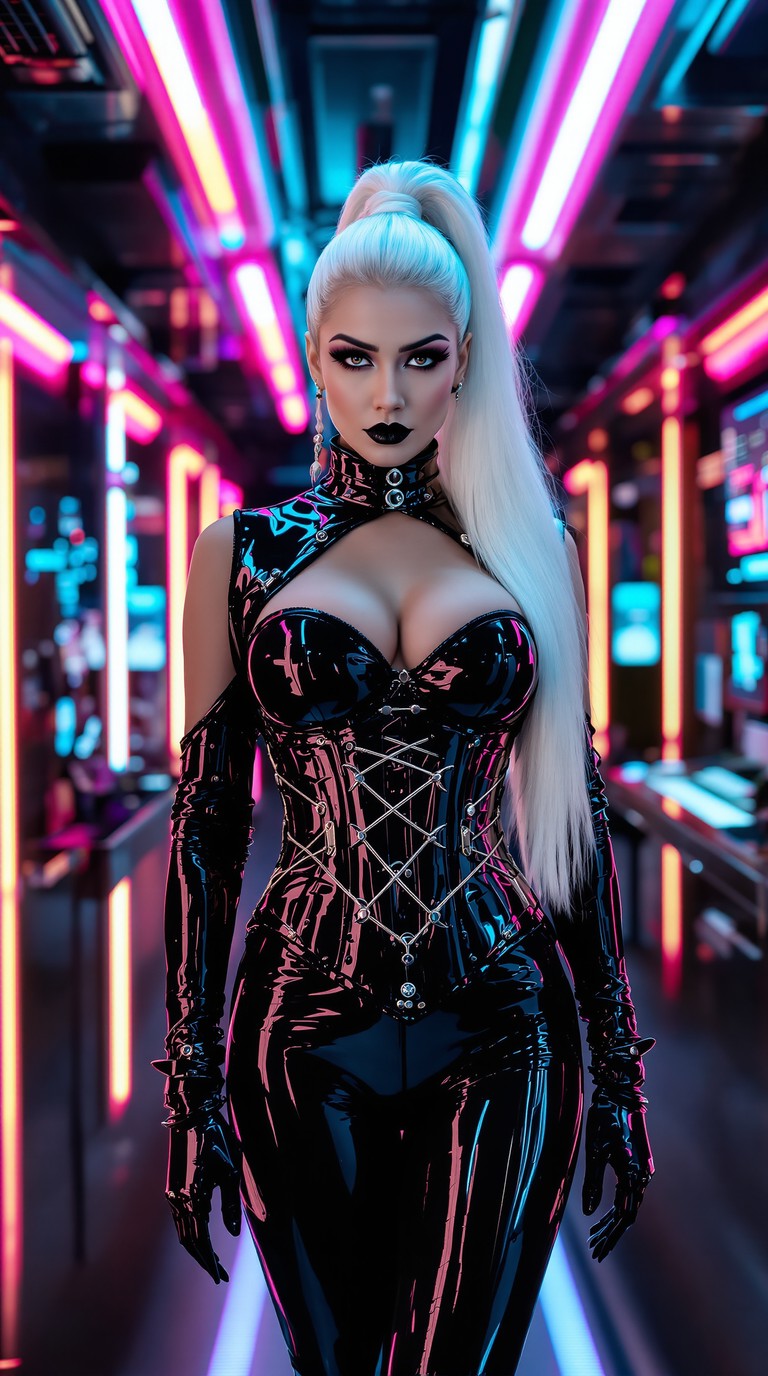 Neon Corseted Latex Enigma